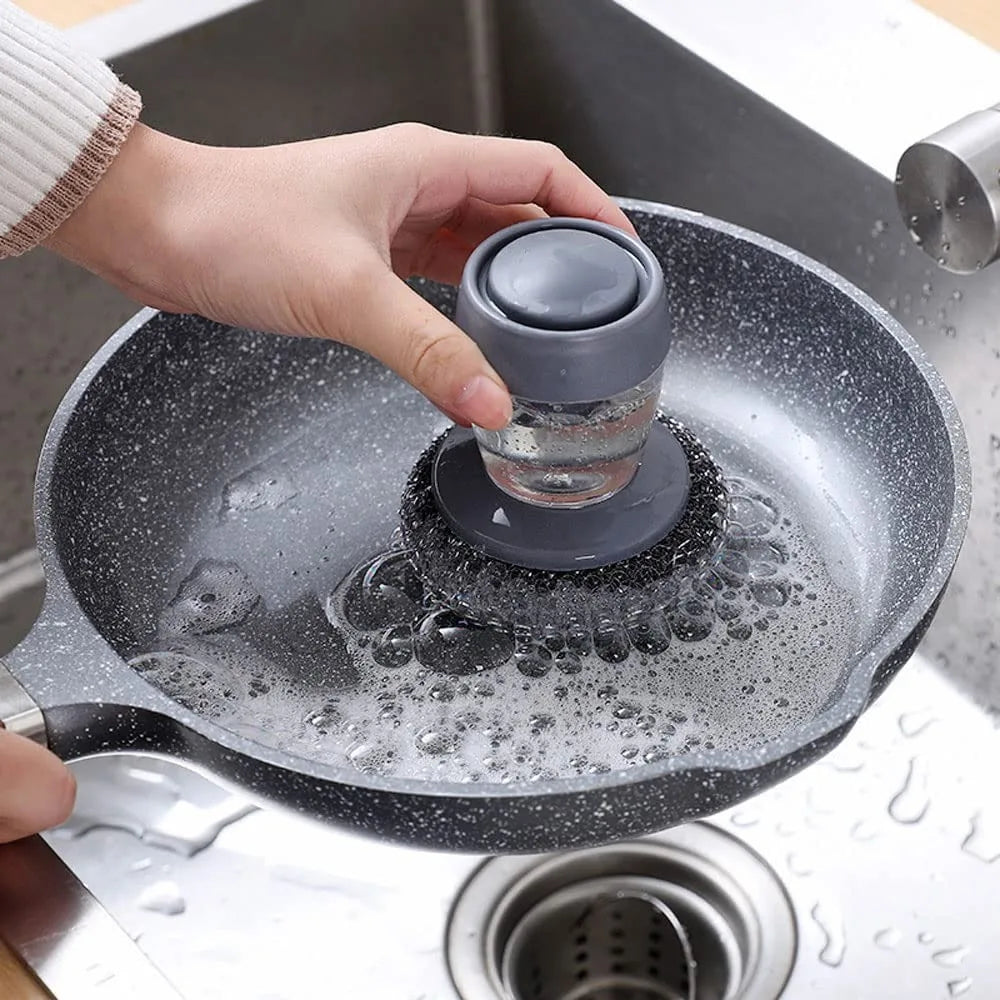 Soap Dispenser Palm Brush for Easy Kitchen and Dish Cleaning