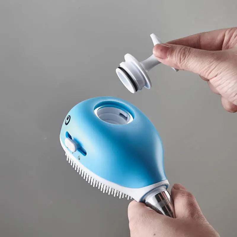 Portable Whale Shower Head for Kids With Soft Silicone Massage Brush