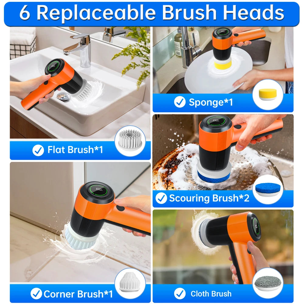 Cordless Electric Spin Scrubber Brush for Easy Kitchen and Bathroom Cleaning