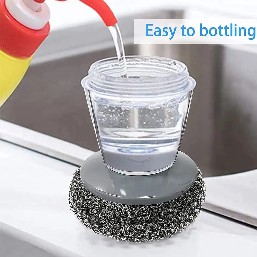 Soap Dispenser Palm Brush for Easy Kitchen and Dish Cleaning