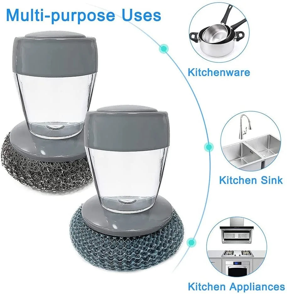 Soap Dispenser Palm Brush for Easy Kitchen and Dish Cleaning